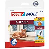 tesa 05393-00100-00 05393-00100-00-Burlete de caucho perfil Dpara desajustes grandes-6m x 9mm Blanco- Not_applicable- No…